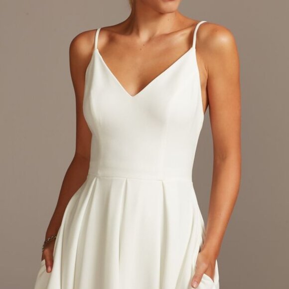 NWT David's Bridal Spaghetti Strap Crepe Plus Fit-and-Flare Dress Size 10 - Picture 8 of 14